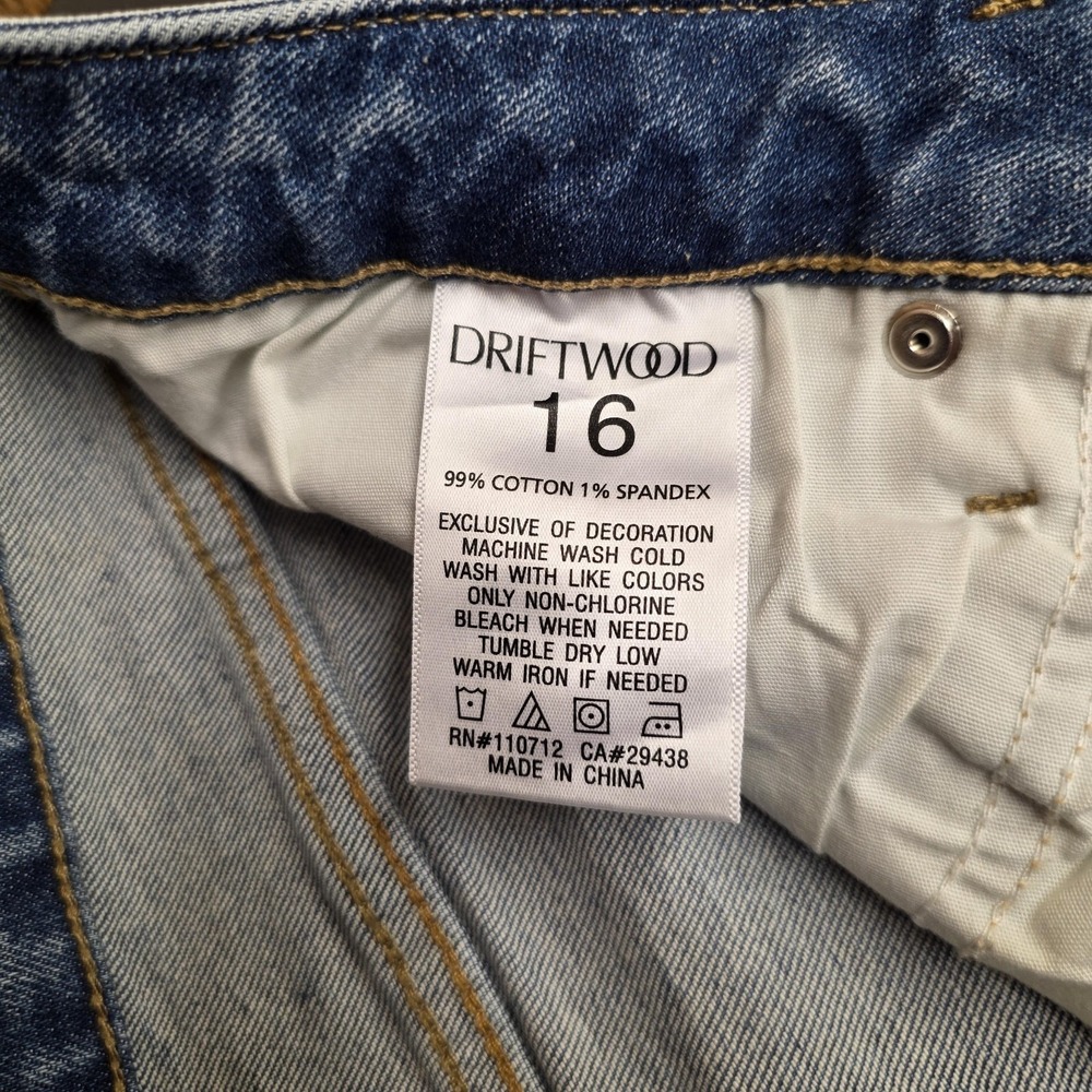 Driftwood Jeans Women 16 Blue High Rise Crop Floral Embroidered Frayed Cuff - Picture 7 of 13